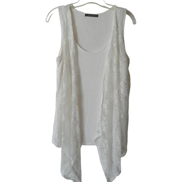 Suzy Shier  White Lace Camisole Tank Top Sleeveless 2 Piece - Picture 2 of 8